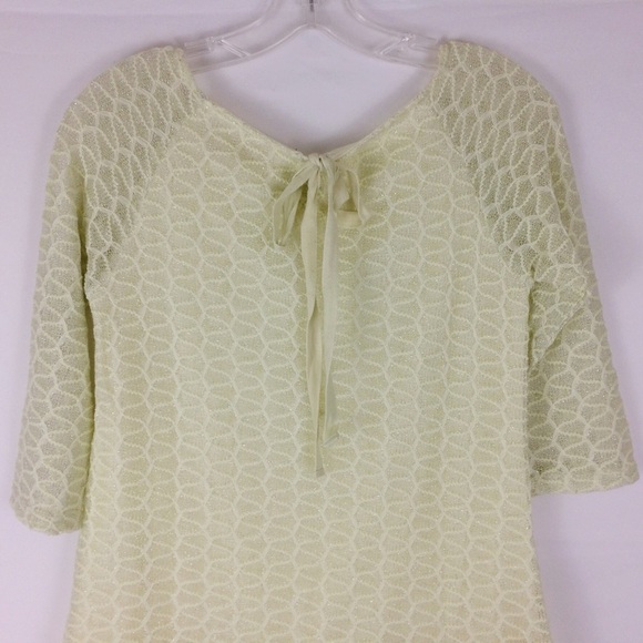 Anthropologie A'REVE Shirt Small Yellow Lace Hem - Picture 6 of 7